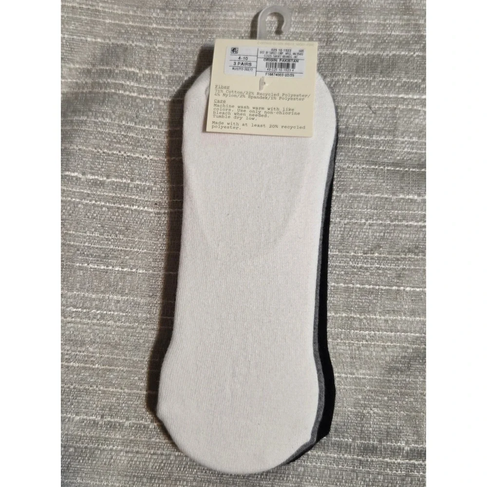 A New Day Womens 3pk Cotton Blend Liner Socks Heel Grips Black White Grey 4-10